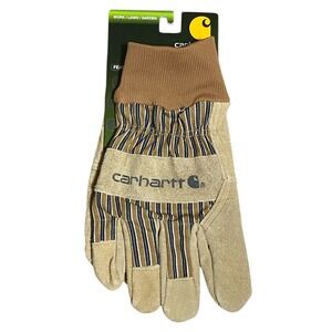 Carhartt A551 Mens XL Suede Cowhide Leather Work Gloves Striped Brown Tan New